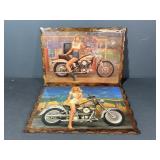 Vintage Harley Davidson Wood Pin Ups