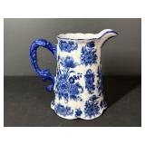 Blue and White Floral Pitcher