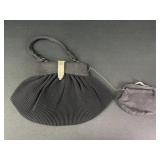 1930ï¿½s/1940ï¿½s black pleated crepe and rhinestone