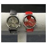 2 Mickey Mouse Style Dial Wristwatches