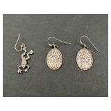 Sterling Frog and Tribal Markings Earrings