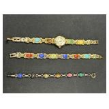 3 Colorful Stone Bracelets and Vivani Watch