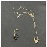 14k Earring & Heart Charm Necklace