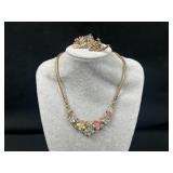 Vintage Colorful Floral Rhinestone Necklace Set
