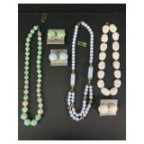 Genuine lucite necklace and earring sets
