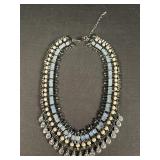 Vintage Opalescent Bead & Rhinestone Necklace