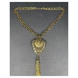 Vintage Double Stand necklace w/ Tassel Brooch
