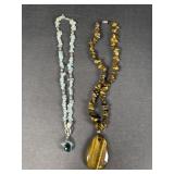 2 Blue agate and Tigers eye necklaces