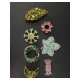 Brooches with rhinestones