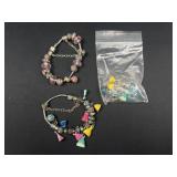 2 Charm Bracelets w/ Dress Charms & Beads