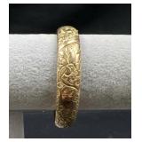 Vintage Gold Tone Engraved Floral Bangle Bracelet