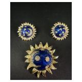 Sun, moon, & stars brooch set
