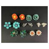 Floral clip on earrings