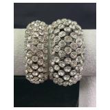 2 Rhinestone Stretch Bracelets Silver Tone
