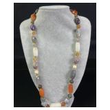 Multi-Stone Beaded Necklace w/ Gold Tone Spacers