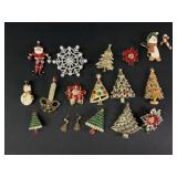 Christmas brooches and earrings