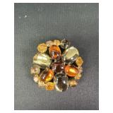 Weiss Topaz cabochon rhinestone brooch