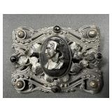 Victorian Cameo Brooch w/ Ornate Metal Frame