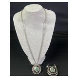 Turquoise belt buckle and matching necklace