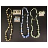 Genuine lucite necklace and earring sets