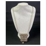 Vintage heavy religious rosary keeper necklace