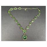 Vintage Green Glass Drop Necklace