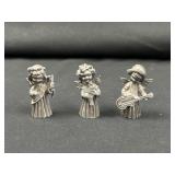 3 Small Pewter Angel Statues