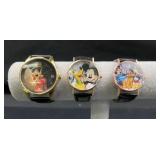 3 Disney Character Wristwatches Mickey & Pluto