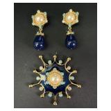 Jose & Marie Barrera Avon brooch & earring set