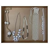 White Bead & Faux Pearl Necklace Collection
