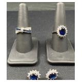 Blue Stone Rings & Matching Earrings