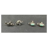 2 Sterling Silver Turquoise & Scroll Earrings