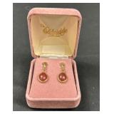 14K Gold Carved Carnelian Drop Earrings