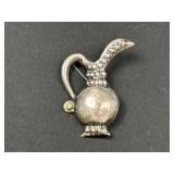 Mexican Sterling Silver Pitcher Brooch