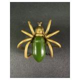Vintage Bakelite gold tone spider brooch