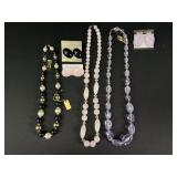 Genuine lucite necklace and earring sets