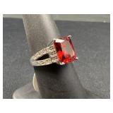 Sterling Silver Ruby Color Statement Ring