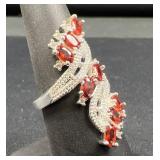 Sterling Silver Ruby Color Statement Wrap Ring