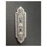 Sapphire & Rhinestone filigree style brooch