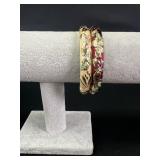 2 Jiu Long Xing enamel hinged bracelets