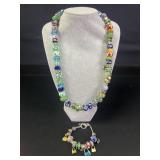Da Vinci art glass necklace and bracelet set