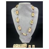 Vintage mahjong tile necklace, bracelet, and