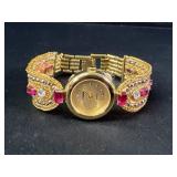 Gorgeous Cassandra Ruby & clear rhinestone watch