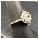 Sterling Silver CZ Halo Style Ring
