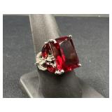 Sterling Silver Ruby Color Statement Ring