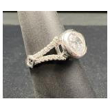 Sterling Silver CZ Halo Style Ring