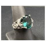 Sterling Silver Green Stone Statement Ring