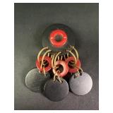Black & red Bakelite brooch