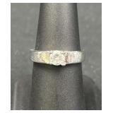 Sterling Silver Round Clear Stone Ring