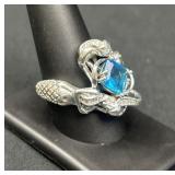 Sterling Silver Mermaid Blue Stone Ring